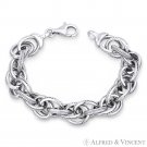 Romy Cable & Twist-Rope Link Hollow .925 Sterling Silver Italian Chain Bracelet Romy Cable & Twist-Rope Link Hollow .925 Sterling Silver Italian Chain Bracelet