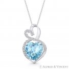 Double-Heart Simulated Blue Topaz Cubic Zirconia CZ Pave 14k White Gold Pendant Double-Heart Simulated Blue Topaz Cubic Zirconia CZ Pave 14k White Gold Pendant