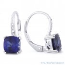 2.70ct Blue Lab-Created Sapphire Diamond 14k White Gold Leverback Drop Earrings 2.70ct Blue Lab-Created Sapphire Diamond 14k White Gold Leverback Drop Earrings