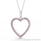 Heart Love Charm Simulated Tourmaline CZ Crystal Pave Pendant in 14k White Gold Heart Love Charm Simulated Tourmaline CZ Crystal Pave Pendant in 14k White Gold
