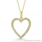Heart Valentine Love Charm Clear CZ Crystal Pave 14k Yellow Gold 21x17mm Pendant