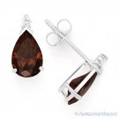 Pear-Shape Simulated Garnet Cubic Zirconia Stud Earrings in .925 Sterling Silver
