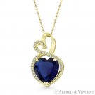 Double-Heart Simulated Sapphire Cubic Zirconia CZ Pave 14k Yellow Gold Pendant Double-Heart Simulated Sapphire Cubic Zirconia CZ Pave 14k Yellow Gold Pendant