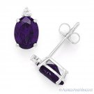 Oval & Round Cut Simulated Amethyst Cubic Zirconia Sterling Silver Stud Earrings Oval & Round Cut Simulated Amethyst Cubic Zirconia Sterling Silver Stud Earrings