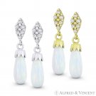 White Lab-Created Opal Cubic Zirconia CZ 14k Gold Dangling Drop Dangle Earrings White Lab-Created Opal Cubic Zirconia CZ 14k Gold Dangling Drop Dangle Earrings