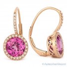 3.32ct Pink Lab-Created Sapphire & Diamond 14k Rose Gold Leverback Drop Earrings 3.32ct Pink Lab-Created Sapphire & Diamond 14k Rose Gold Leverback Drop Earrings