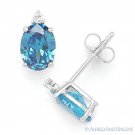 Oval & Round Cut Simulated Topaz Cubic Zirconia CZ Sterling Silver Stud Earrings Oval & Round Cut Simulated Topaz Cubic Zirconia CZ Sterling Silver Stud Earrings