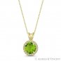 Round Cut Simulated Peridot & Cubic Zirconia CZ Halo Pendant in 14k Yellow Gold