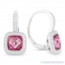 4.40ct Pink Lab-Created Sapphire Diamond Halo 14k White Gold Leverback Earrings 4.40ct Pink Lab-Created Sapphire Diamond Halo 14k White Gold Leverback Earrings