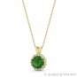 Round Cut Simulated Emerald Cubic Zirconia Crystal Halo Pendant 14k Yellow Gold