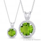 Round Cut Simulated Peridot & Cubic Zirconia CZ Halo Pendant in 14k White Gold Round Cut Simulated Peridot & Cubic Zirconia CZ Halo Pendant in 14k White Gold