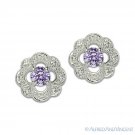 .925 Sterling Silver Simulated Amethys Cubic Zirconia CZ Crystal Retro Earrings .925 Sterling Silver Simulated Amethys Cubic Zirconia CZ Crystal Retro Earrings
