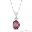 Oval Simulated Alexandrite & Round Cubic Zirconia Crystal 14k White Gold Pendant Oval Simulated Alexandrite & Round Cubic Zirconia Crystal 14k White Gold Pendant