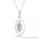 Double Hamsa Hand Evil Eye Simulated Tourmaline Crystal & 14k White Gold Pendant Double Hamsa Hand Evil Eye Simulated Tourmaline Crystal & 14k White Gold Pendant