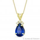 Pear-Shaped Simulated Sapphire & Round Cubic Zirconia CZ 14k Yellow Gold Pendant Pear-Shaped Simulated Sapphire & Round Cubic Zirconia CZ 14k Yellow Gold Pendant