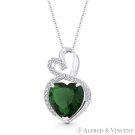 Double-Heart Simulated Emerald Cubic Zirconia CZ Pave Pendant in 14k White Gold Double-Heart Simulated Emerald Cubic Zirconia CZ Pave Pendant in 14k White Gold