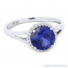 1.77ct Lab-Created Sapphire Diamond Halo 14k White Gold Promise Engagement Ring 1.77ct Lab-Created Sapphire Diamond Halo 14k White Gold Promise Engagement Ring