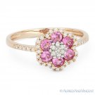 0.74ct Lab-Created Pink Sapphire Diamond Right-Hand Flower Ring in 14k Rose Gold 0.74ct Lab-Created Pink Sapphire Diamond Right-Hand Flower Ring in 14k Rose Gold