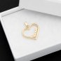 Heart Charm & "Love" Script Solid 14k Yellow Gold Necklace Pendant Boho Jewelry
