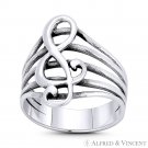 G-Clef Music Note Symbol Musical Charm .925 Sterling Silver Wide Statement Ring G-Clef Music Note Symbol Musical Charm .925 Sterling Silver Wide Statement Ring