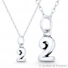 Tiny Number "2" Two 15x6mm Charm / Pendant in Oxidized Solid 925 Sterling Silver Tiny Number "2" Two 15x6mm Charm / Pendant in Oxidized Solid 925 Sterling Silver