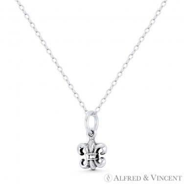 Tiny Fleur-De-Lis Lily Flower .925 Sterling Silver French Catholic Charm Pendant