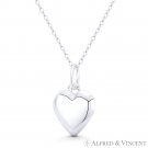 Pillow Heart Love Charm Italy .925 Sterling Silver Reversible 3D 22x14mm Pendant