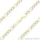 4mm Figaro Pave Link Chain Anklet in 14k Yellow Gold-Plated .925 Sterling Silver