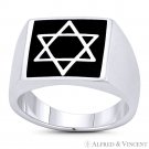 Jewish Star of David Magen Judaica Charm .925 Sterling Silver Men's Signet Ring