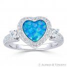 Heart Charm Lab-Created Opal & CZ Right-Hand Promise Ring in 925 Sterling Silver Heart Charm Lab-Created Opal & CZ Right-Hand Promise Ring in 925 Sterling Silver