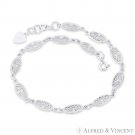 6x12mm Filigree-Detail Oval Link Charm Solid .925 Sterling Silver Chain Bracelet 6x12mm Filigree-Detail Oval Link Charm Solid .925 Sterling Silver Chain Bracelet