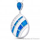Tear-Drop Greek Key Charm Lab-Created Opal Pendant 925 Sterling Silver & Rhodium Tear-Drop Greek Key Charm Lab-Created Opal Pendant 925 Sterling Silver & Rhodium