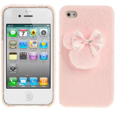 Disney Minnie Mouse Plastic Case with Fluff for iPhone 4 & 4S Pink