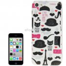 Cute Hipster Hat Moustache Pattern Plastic Case for iPhone 5C