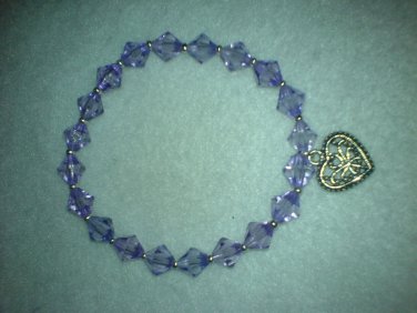 Purple heart stretchy bracelet