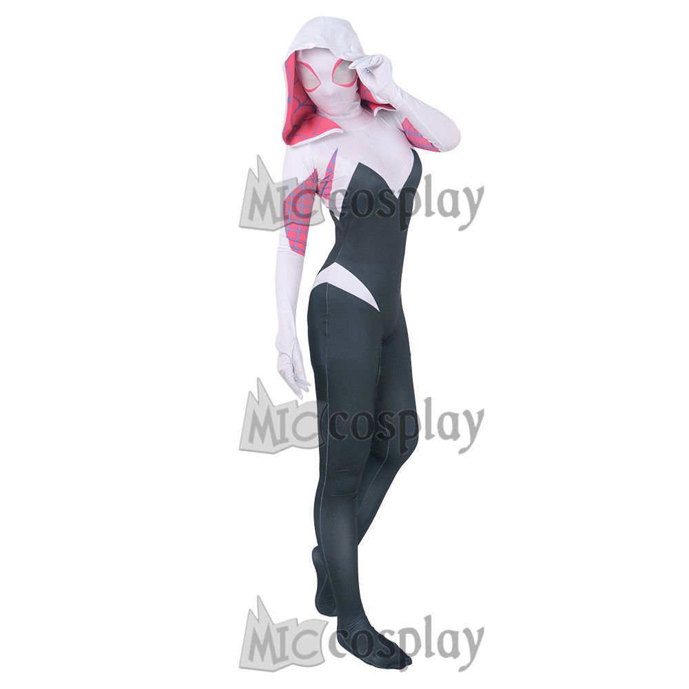 Spiderman Spider Gwen Stacy Costume Suit Mask Cosplay Zentai Spandex