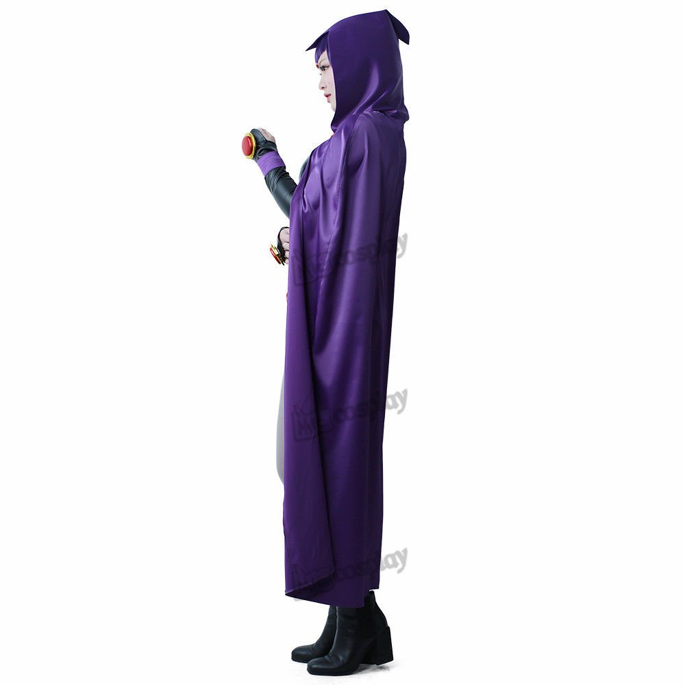 Plus Size Raven Cosplay Costume Women Purple Cape Jumpsuit Cloak