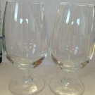 Pair Beautiful blown elegant Glasses 7 Inches Tall Delicate Deep w/ short stem