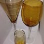 3 Amber Glasses Wine, Champagne , And Absenth Beautiful