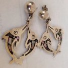 Sterling Siver Stamped Dolphin Earrings