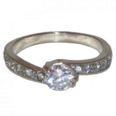 14K White Gold Plate CZ Ring