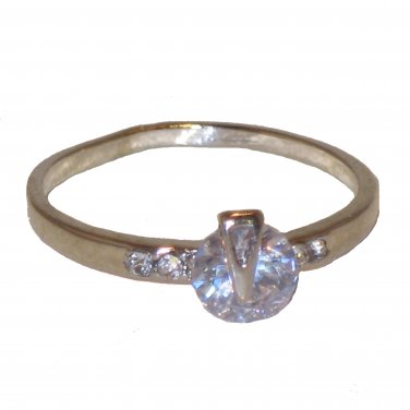 14K White Gold Plate CZ Ring