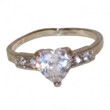 14K White Gold Plate CZ Ring