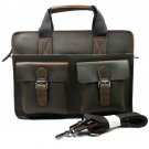 Genuine Leather Briefcase men's Laptop Messenger Cross Shoulder Attache Satchel