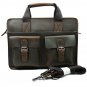 Genuine Leather Briefcase men's Laptop Messenger Cross Shoulder Attache Satchel