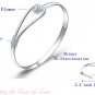 Woman Silver White Gold Platinum Plated Fashion Bangle Chain Flower Bracelet 5mm