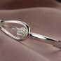 Woman Silver White Gold Platinum Plated Fashion Bangle Chain Flower Bracelet 5mm