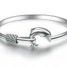 New Woman Silver White Gold Plated Fashion Clear Shinny Dolphins Bracelet Gift