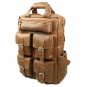 Brown Genuine 4 Pocket Leather Backpack Schoolbag Travelling Hiking Camping Bag