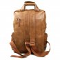 Brown Genuine 4 Pocket Leather Backpack Schoolbag Travelling Hiking Camping Bag